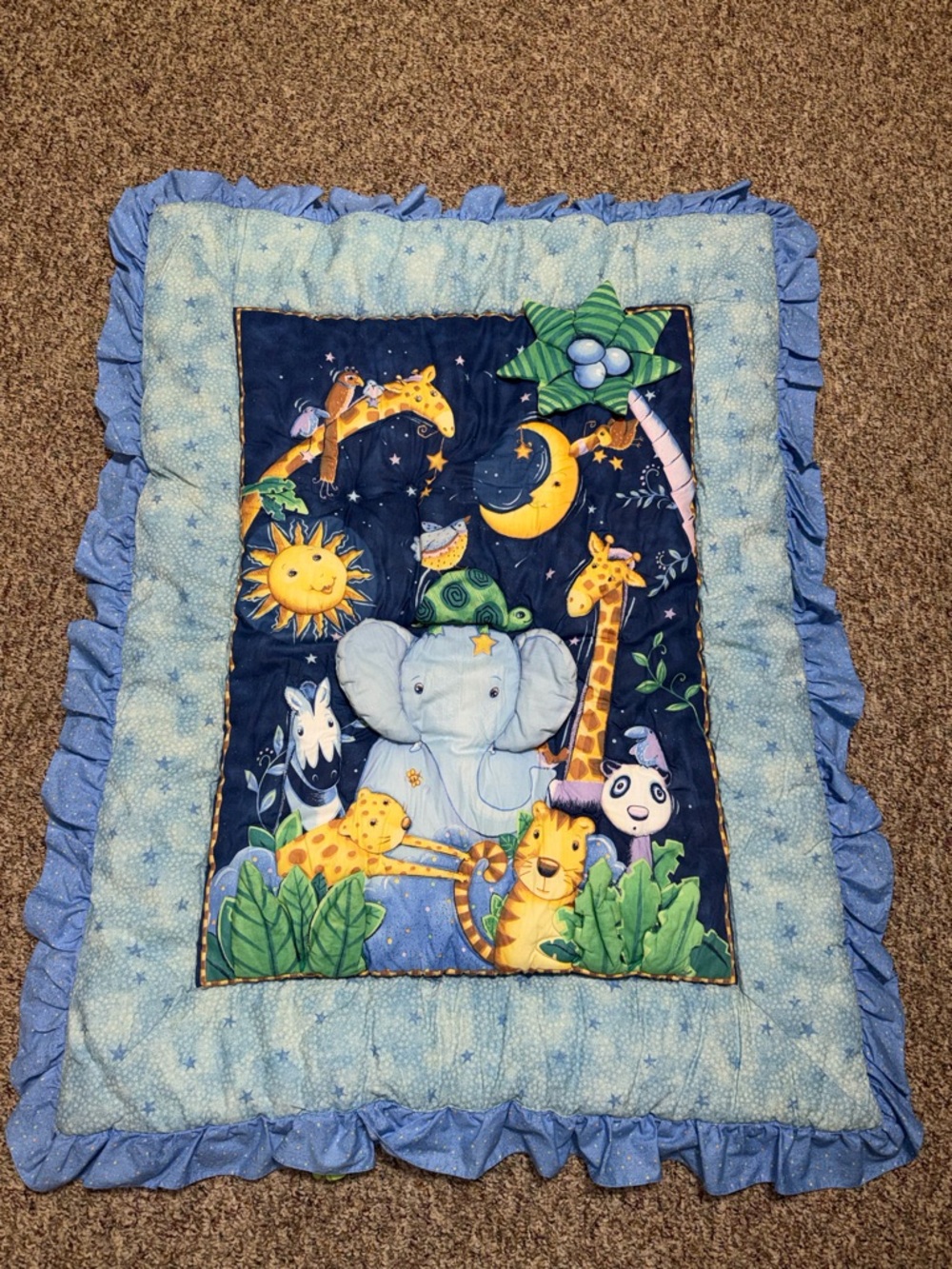 vintage Kidsline Viv Eisner Hess‎ Celestial Jungle Safari toddler baby quilt